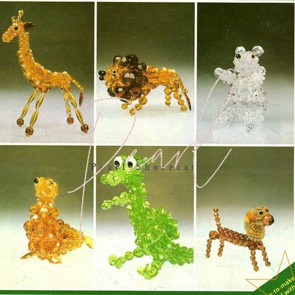 13 modèles de perles animaux collection eBook, cygne paon flamant rose dragon éléphant lion phoque ours girafe téléchargement numérique instantané pdf