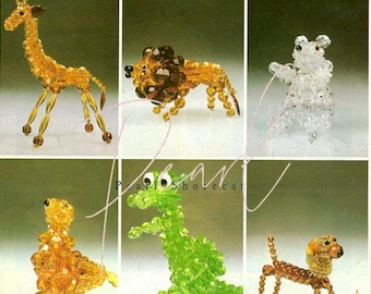 13 Animal Bead Patterns Beaded Collection eBook, Swan Peacock Flamingo Dragon Elephant Lion Seal Bear Giraffe Instant Digital Download pdf