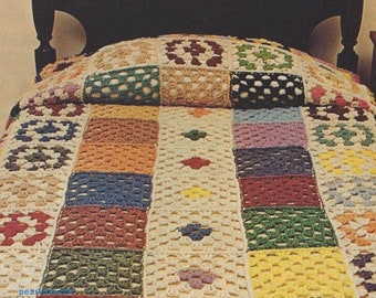 5 Iconic Granny Square Blanket Crochet Patterns Lot, Instant Digital Download pdf, So Retro!