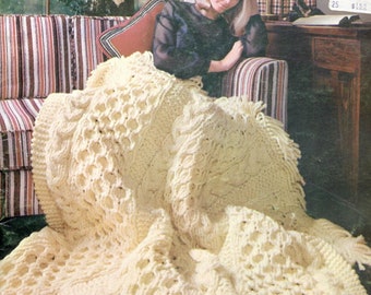 Fishermans Chunky Knit Blanket Pattern pdf, A Timeless Winter Warm Fair Isle Afghan using Bulky Yarn