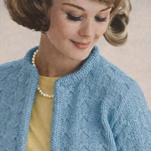 1960s Cardigan Sweater Knitting Pattern in Sizes 10 (12, 14, 16, 38, 40, 42, 46, 48, 50, and 52), Digital Download PDF for Immediate Use