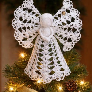 8" Angel Christmas Tree Topper Crochet Pattern PDF, Holiday Craft Vintage 1980s, Instant Digital Download PDF for Immediate Use! So Lovely!