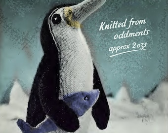 Penguin Plush Knitting Pattern  11"  2 Oz 4 Ply Knitting Wool Yarn, Instant Digital Download pdf Stuffed Animal