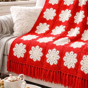 Snowflake Granny Square Crochet Blanket Pattern PDF | Vintage Winter Afghan | Classic Holiday Crochet Throw