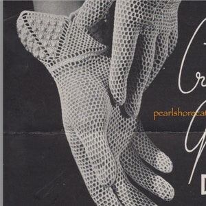 2 paar patronen gehaakte mesh-handschoenen, instant digitale download pdf, prachtig kanten visnet uit de jaren 40, ontworpen door Cecilia Vanek