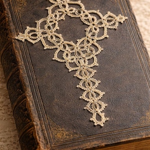 1960s Cross Tatting Pattern PDF,  Bible Bookmark Baptism Towel, Digital Download for Religious Church Gifts and Fundraisers