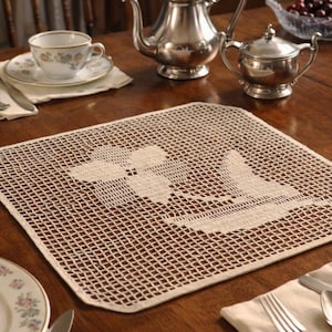 Pre-war Era Flower Doily Filet Crochet Pattern, Instant Digital Download Printable pdf,  A Gorgeous Conversation Piece 10" Inches Square