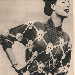 Patrón de suéter vintage con calaveras, descarga digital instantánea en PDF, patrón de top de punto MCM