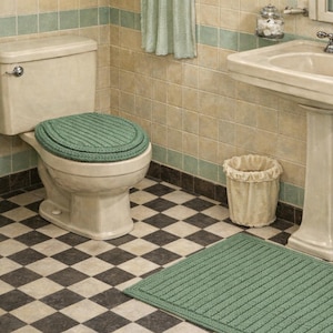 シンプルなバスルームラグとトイレシートカバーのかぎ針編みパターン PDF、2x3、すぐに使えるデジタルダウンロード