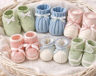 6 Vintage 1960s Perfect Little Baby Booties Socks Knitting Patterns pdf, Instant Digital Download, Gifts For Baby Shower and Infants