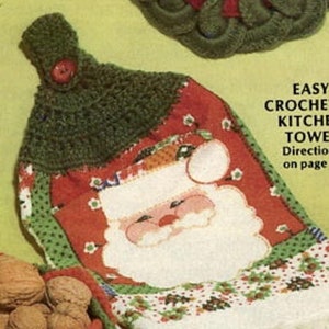 Easy Kitchen Towel Holder Crochet Pattern, Instant Digital Download pdf, Funky Retro Decor, 4 ply Yarn