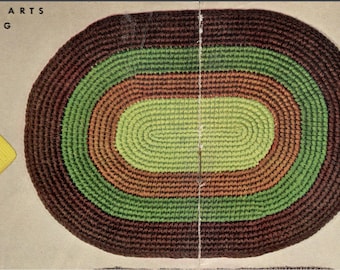 So Easy! Classic Crochet Rag Rug Pattern Vintage Mid Century Modern 50s Instant Digital Download pdf Easy Small or Large Bathroom Hall Decor