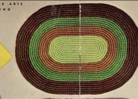So Easy! Classic Crochet Rag Rug Pattern Vintage Mid Century Modern 50s Instant Digital Download pdf Easy Small or Large Bathroom Hall Decor