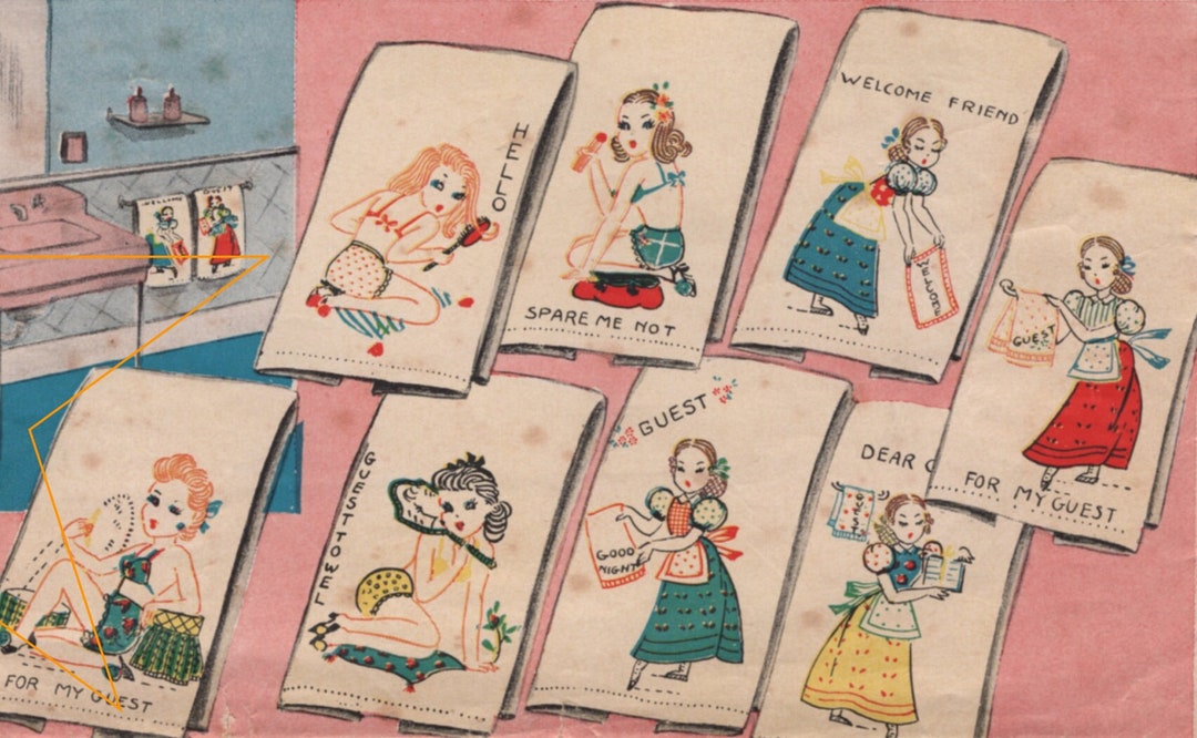 8 Vintage Pin up Girls Embroidery Transfer Patterns Pdf Applique