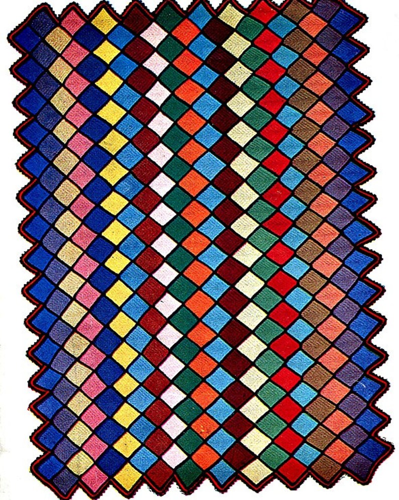 Modèle de couverture carré au crochet grand-mère des années 40 pdf Téléchargement numérique instantané, Afghan vintage Rad image 2
