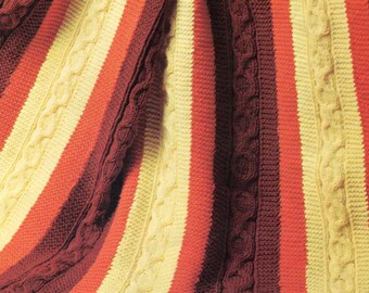 So Retro Cable Knit Blanket Pattern pdf Instant Digital Download, Iconic 70s Colors Chunky, and Warm!
