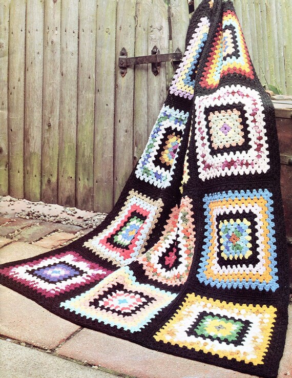 Classic Granny Squares Crochet Blanket Pattern Easy Crochet Etsy