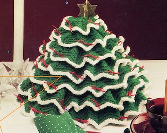 Reusable Christmas Tree Crochet Pattern Holiday Pattern 8", Instant Digital Download pdf, Xmas Craft Retro Decorations and Sustainable Tree