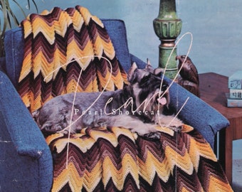 14 Farbkarten - Ripple Decke Häkelanleitung Retro Chevron Afghan überwurf, Sofortiger digitaler Download pdf, Vintage Vibes!