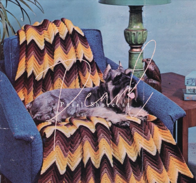 Download 14 Color Charts Ripple Blanket Crochet Pattern Retro Chevron | Etsy