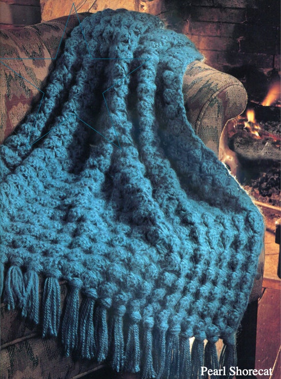 Beginners Chequered Large Blanket Crochet Kit Blue Easy Beginners