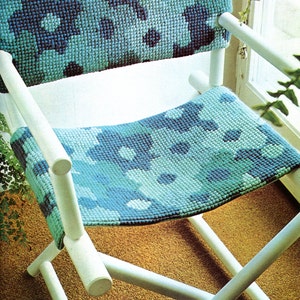 DIY Director&#39;s Chair Flower Power Pattern, Needlepoint Slip Cover Tutorial  Instant Digital Download pdf