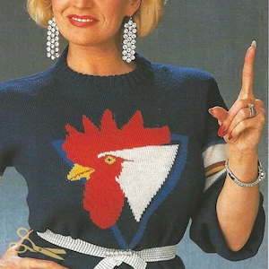80s Throwback: Electric Rooster Knitting Sweater Pattern Pdf Instant ...