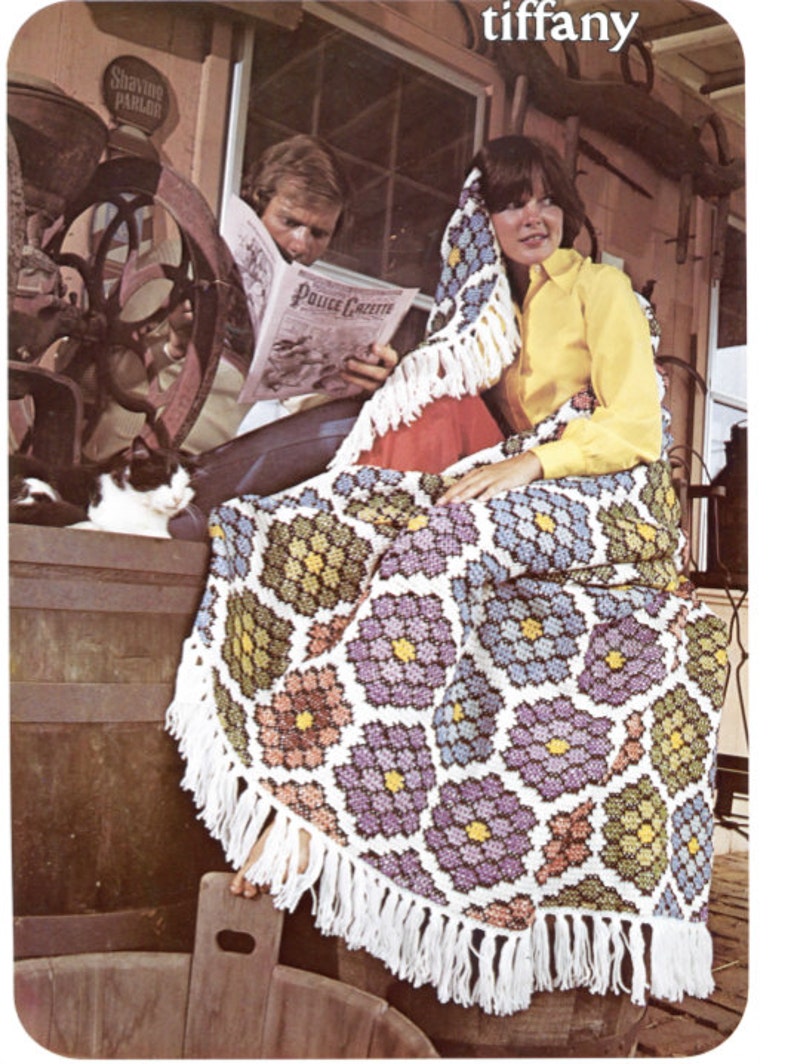 Large Hexagon Crochet Blanket Pattern Epic Vintage Retro 70s Etsy