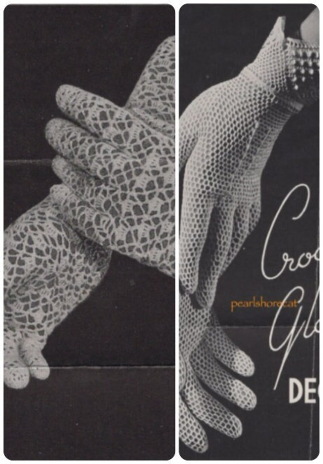 2 Pair Crochet Mesh Gloves Patterns, Instant Digital Download Ebook Pdf