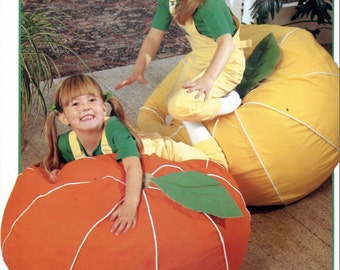 Köstlicher Citrus BeanBag Stühle Schnittmuster Vintage Sitzsack Sitzbezug 1980er Jahre PDF Sofort Digital Download Fun Craft Projekt Lemon Orange