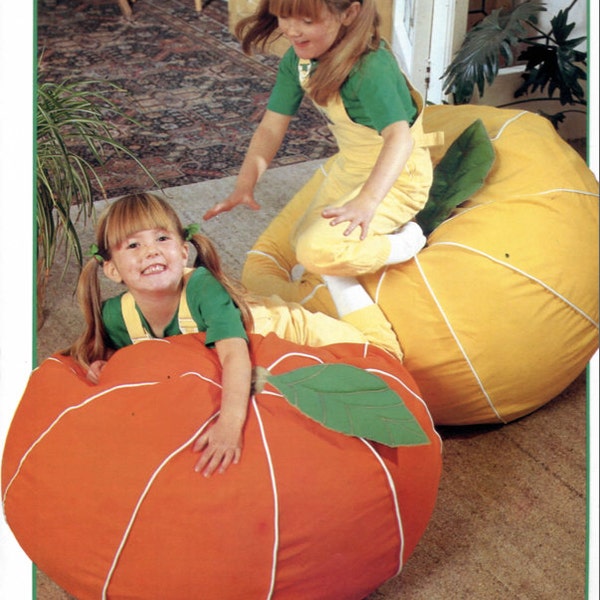 Delicious Citrus BeanBag Chairs Sewing Pattern Vintage Bean Bag Seat Cover 1980s PDF Instant Digital Download Fun Craft Project Lemon Orange