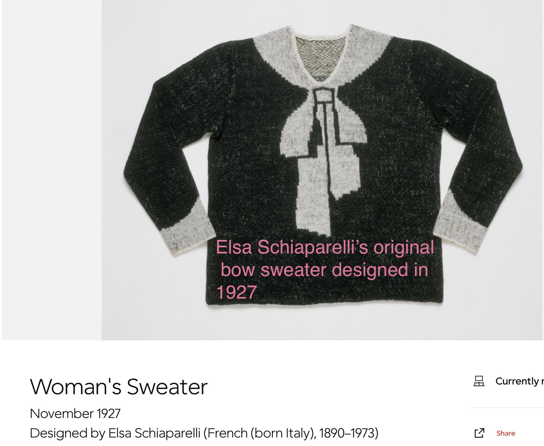 80s Does the 20s Couture Designer Bow Sweater Knitting Pattern