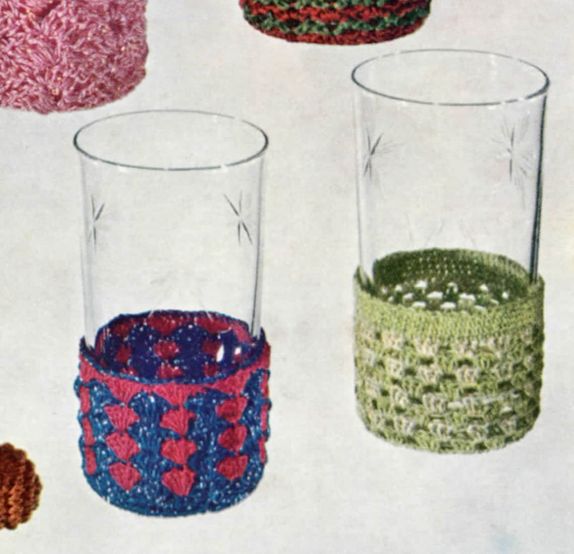 1950s Crochet Koozie Patterns Six Glass Jackets Patterns Bunny Etsy
