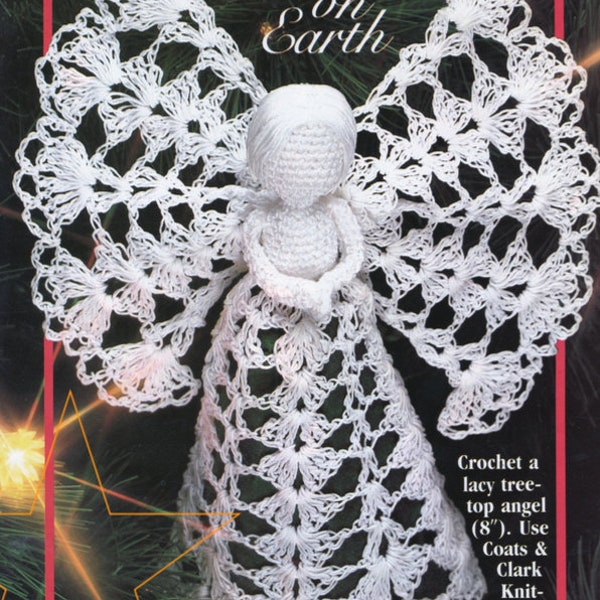 Angel Christmas Tree Topper Crochet Pattern 8" Holiday Craft Vintage 1980s, Instant Digital Download pdf, So Lovely!