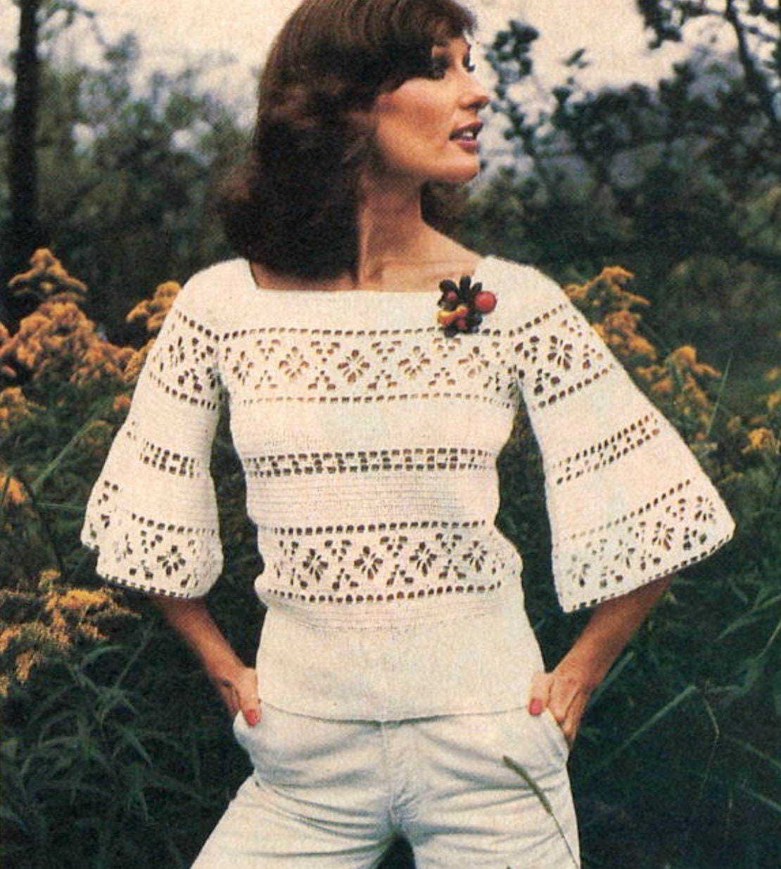 40 Filet Crochet Patterns to Try for Gifts, Decor, and Wearables 8 3 70s Bell Sleeve Top Filet Crochet Patterns