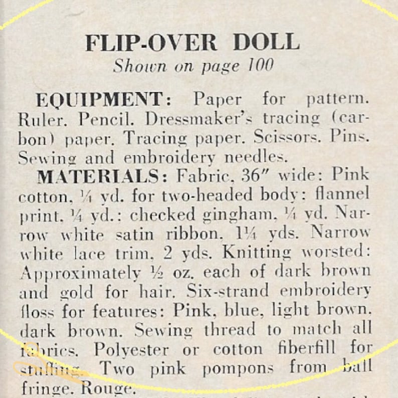 1970s Topsy Turvy Doll Pattern Sewing pdf Instant Digital Download, Fun Vintage Vibes 11 1/2" Inches image 2
