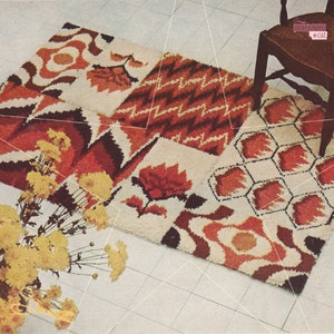Bargello Latch Hook Rug Pattern pdf 70s Retro Decor Instant Digital Download, Funky Vibes!