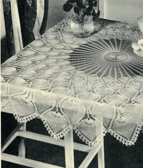 パイナップル編みのテーブルクロス☆ハンドメイド パイナップルかぎ針編みテーブルクロス ラウンドパターン 41