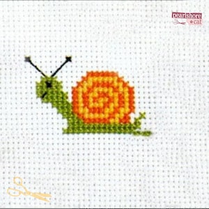 Because You Love Snails!  Cottagecore Vintage Cross-Stitch Pattern pdf Instant Download Funky Craft Projects