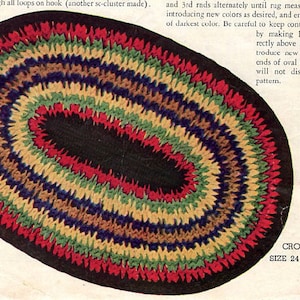 So Easy! Oval Kitchen Rag Rug Pattern 1940s Bathroom Crochet Pattern 2x3, Instant Digital Download eBook pdf