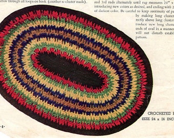 So Easy! Oval Kitchen Rag Rug Pattern 1940s Bathroom Crochet Pattern 2x3, Instant Digital Download eBook pdf