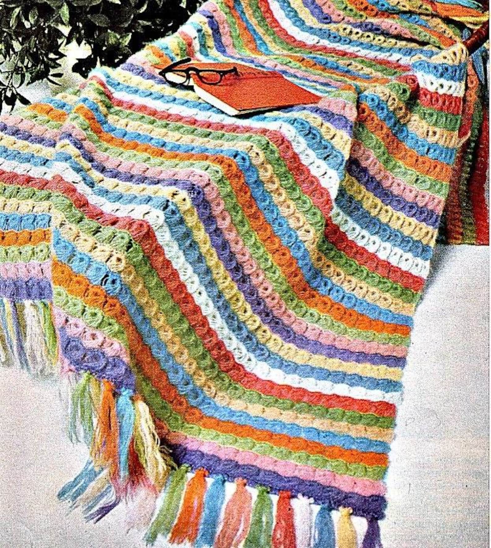 Vintage Broomstick Lace Crochet Blanket Pattern Pdf Instant Digital ...