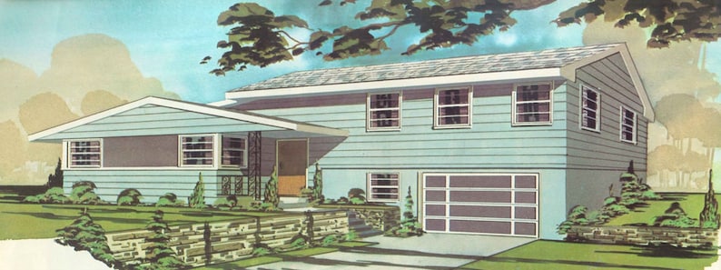 55 MCM Vintage House Plans eBook, Instant Digital Download pdf, Mid Century Modern Ranch Style Homes, Split Level, Contemporary Custom Built image 8