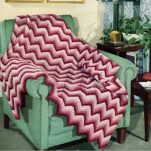 Chevron Perfection Easy Crochet Blanket Pattern, Ripple Afghan, Instant Digital Download pdf, Beginner 52x75 Gorgeous MCM Vibes image 2