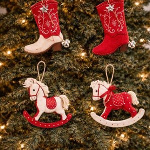 Set de 6 patrones de costura navideños de vaqueros, descarga digital instantánea en formato PDF, ¡con aires del lejano oeste de los 80! SML