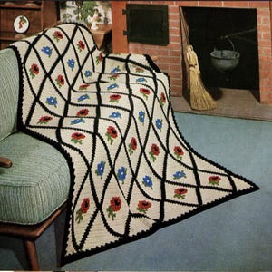 Epic 1950s Granny Square Crochet Blanket Pattern pdf Instant Digital Download, All Crochet No Cross Stitch,  Mid Century Vibes!