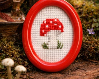 Mini Mushroom Cross-Stitch Pattern PDF, Digital Download for Immediate Use,  Mossy Forest Toadstool