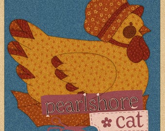 Modello di applicazione di gallina trapuntata nel nido / Progetto di cucito per quilter e applique, download digitale in PDF per uso immediato