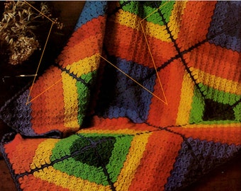 Rainbow Pride Crochet Blanket Pattern Instant Digital Download pdf Boho Indie Decor Retro Vintage 70s LGBTQ Baby Afghan