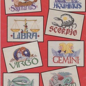 12 magicznych wzorów haftu krzyżykowego dla znaków zodiaku w formacie PDF, znaki zodiaku - Panna Waga Skorpion Strzelec Koziorożec Baran Byk Lew Bliźnięta ...